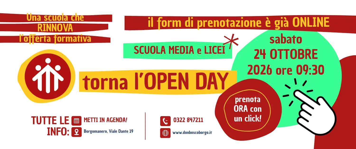 Don Bosco Borgomanero OPENDAY 26 OTTOBRE 2026 Don Bosco Borgomanero